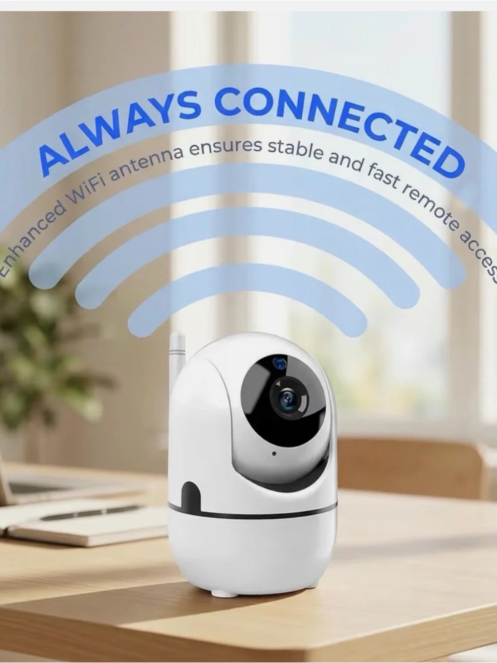 White Indoor Smart Video Camera with Mobile App